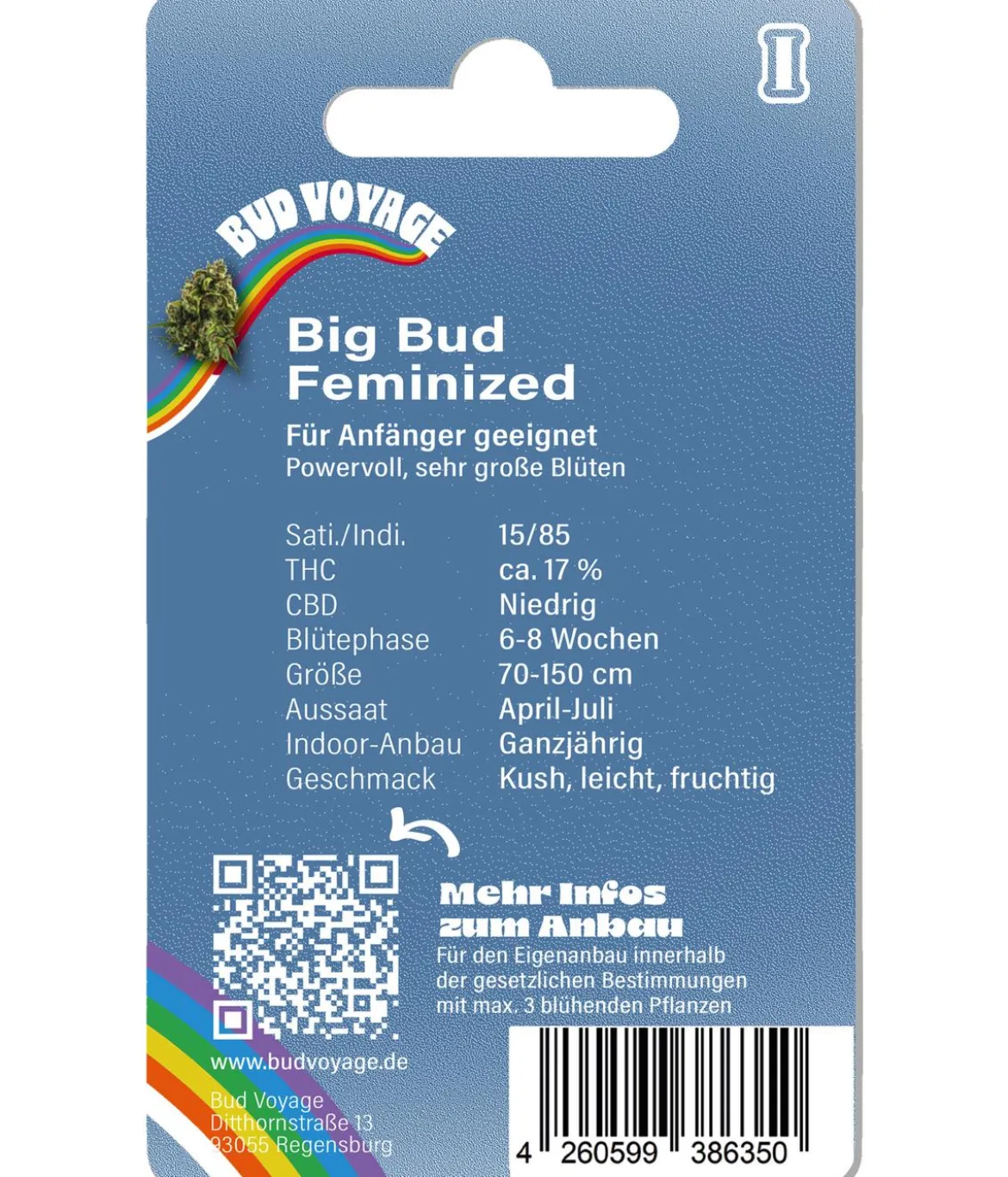 Bud Voyage Hanfsamen Gelassenheit Big Bud, 3 Stk.
