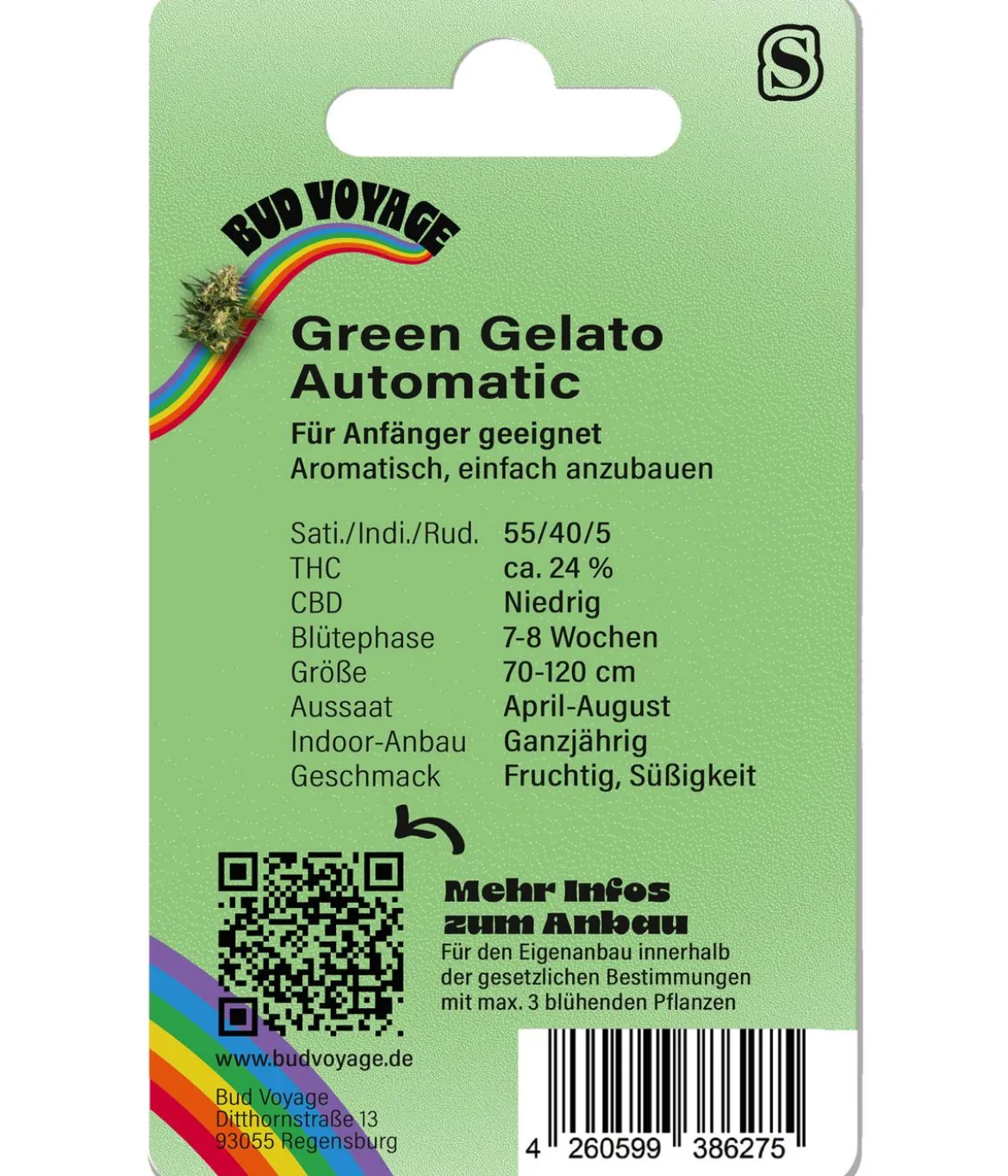 Bud Voyage Hanfsamen Happy Green Gelato, 3 Stk.