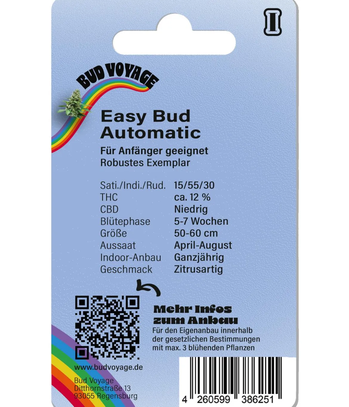 Bud Voyage Hanfsamen Hippie Hanf Easy Bud, 3 Stk.
