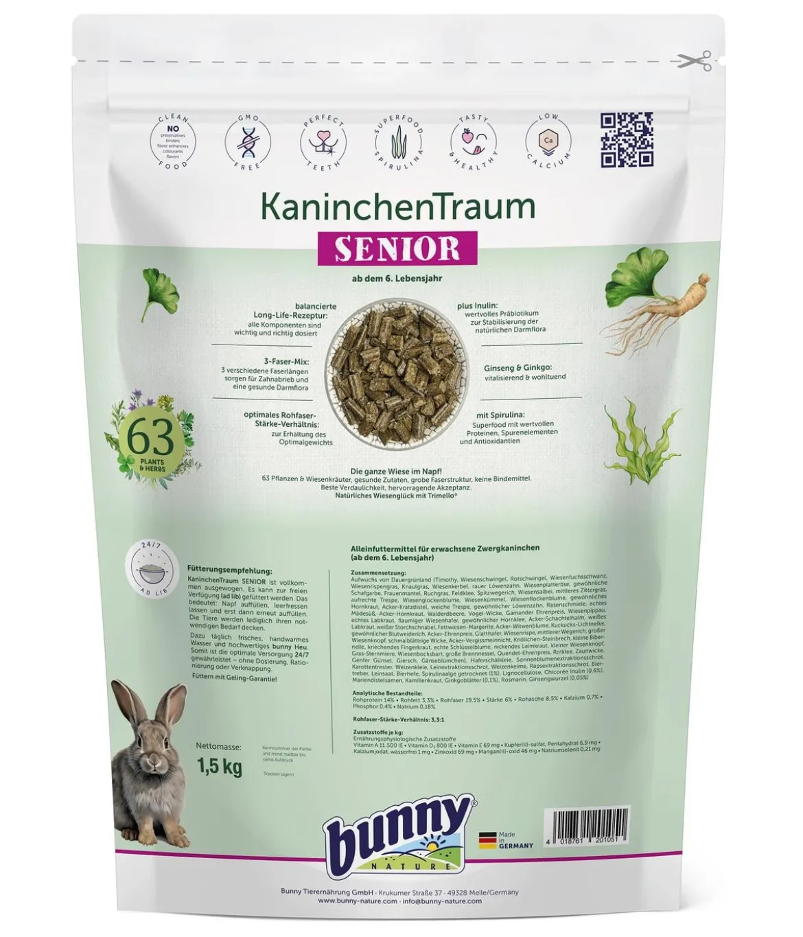 bunny® NATURE Kaninchenfutter KaninchenTraum SENIOR