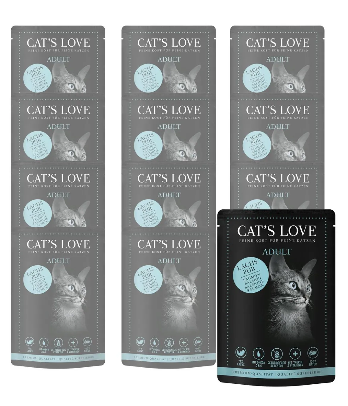 CAT'S LOVE Nassfutter für Katzen Adult Pur, 12 x 85 g