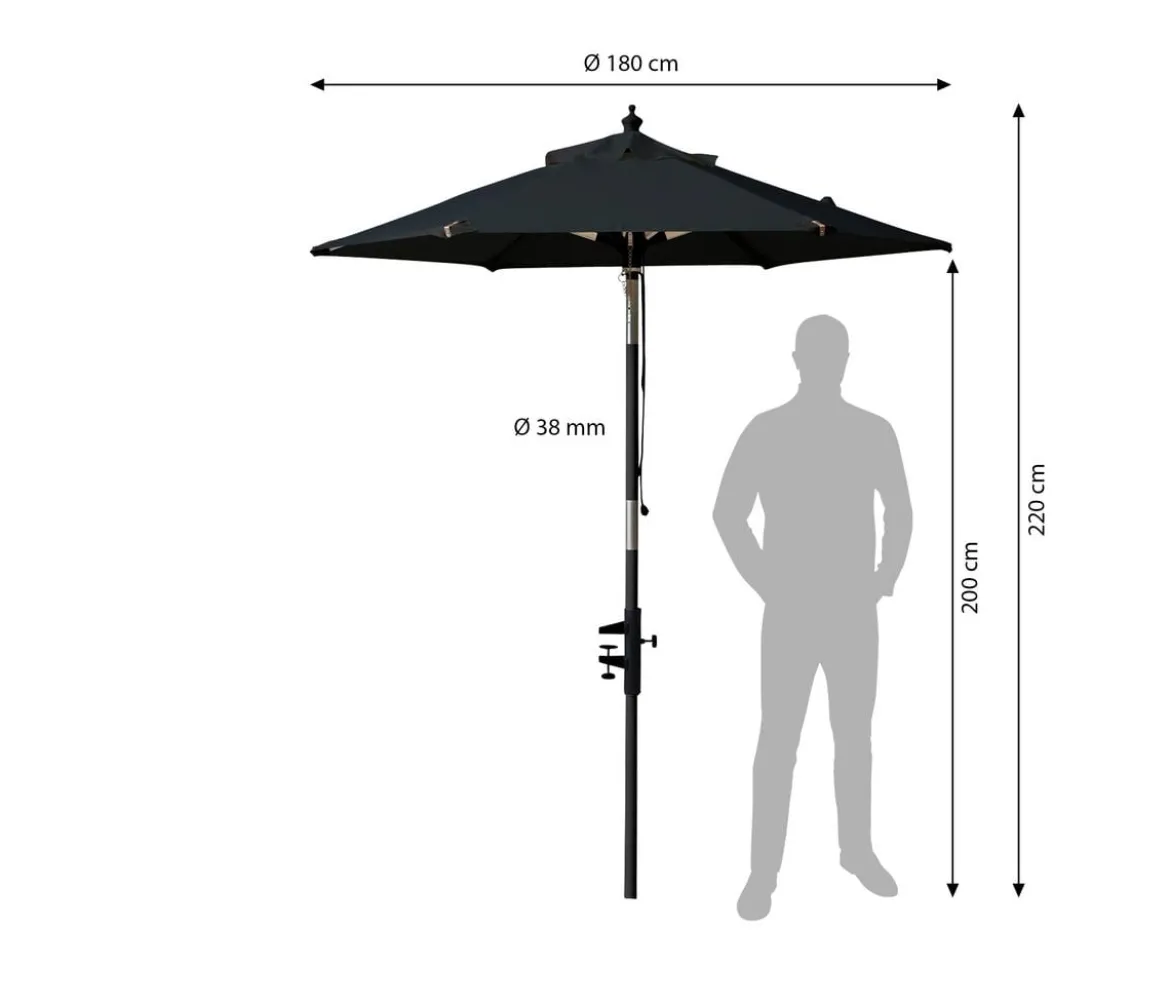 Cinas Balkonschirm, rund, ca. Ø180/H200 cm