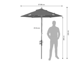 Cinas Balkonschirm, rund, ca. Ø180/H200 cm