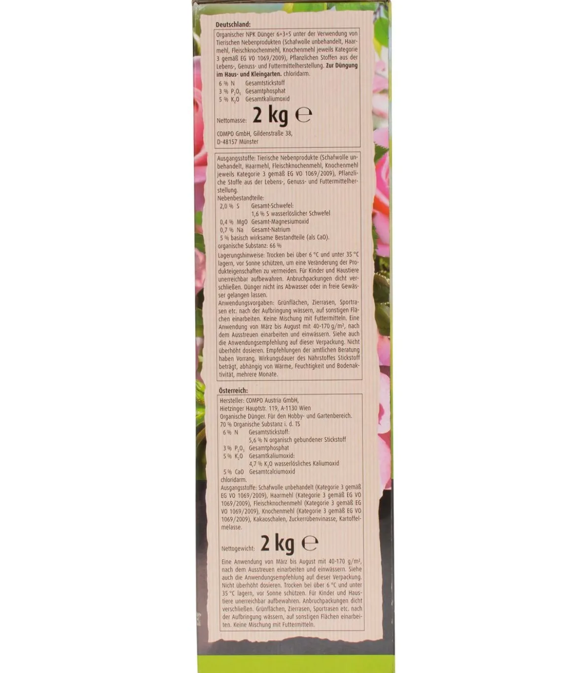 COMPO BIO Rosen Langzeit-Dünger mit Schafwolle