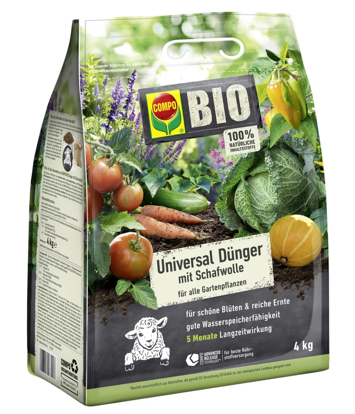 COMPO BIO Universal Dünger mit Schafwolle, 4 kg