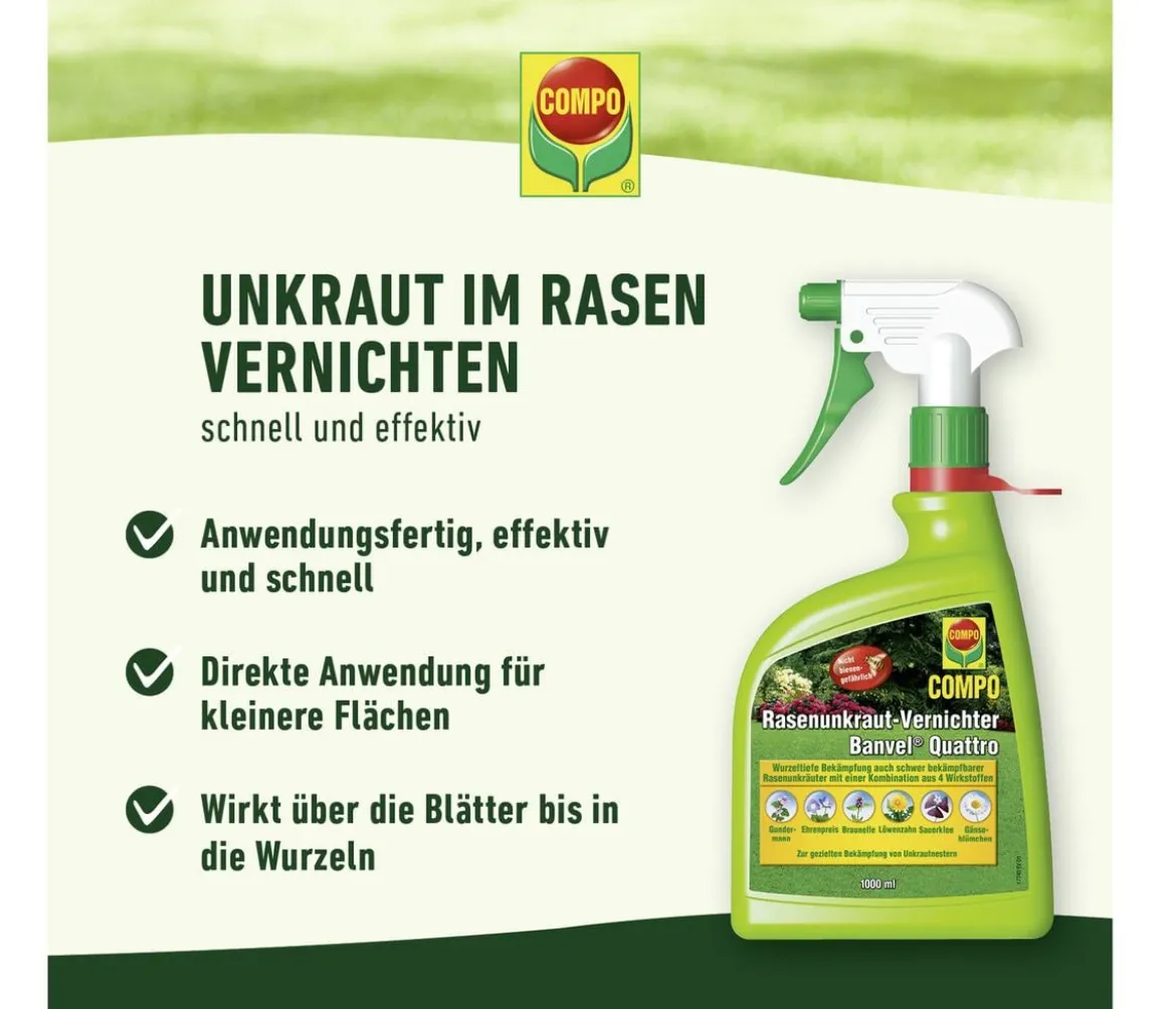 COMPO Rasenunkraut-Vernichter Banvel® Quattro, 1 Liter