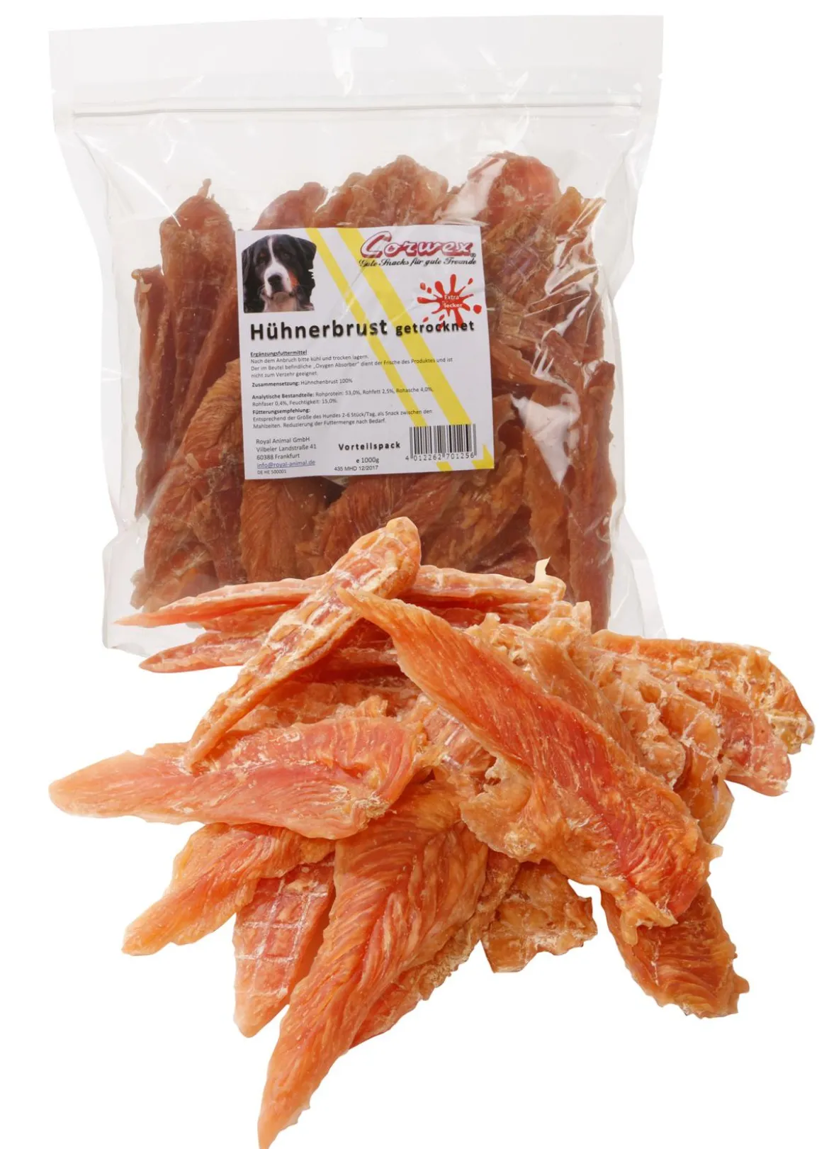 Corwex Hundesnack Hühnerbrust in Filetform, 1 kg