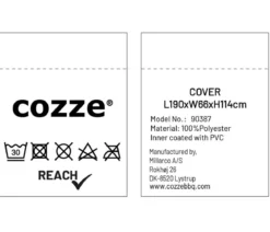 Cozze Abdeckhaube für Outdoor-Küche, ca. B190/H114/T66 cm