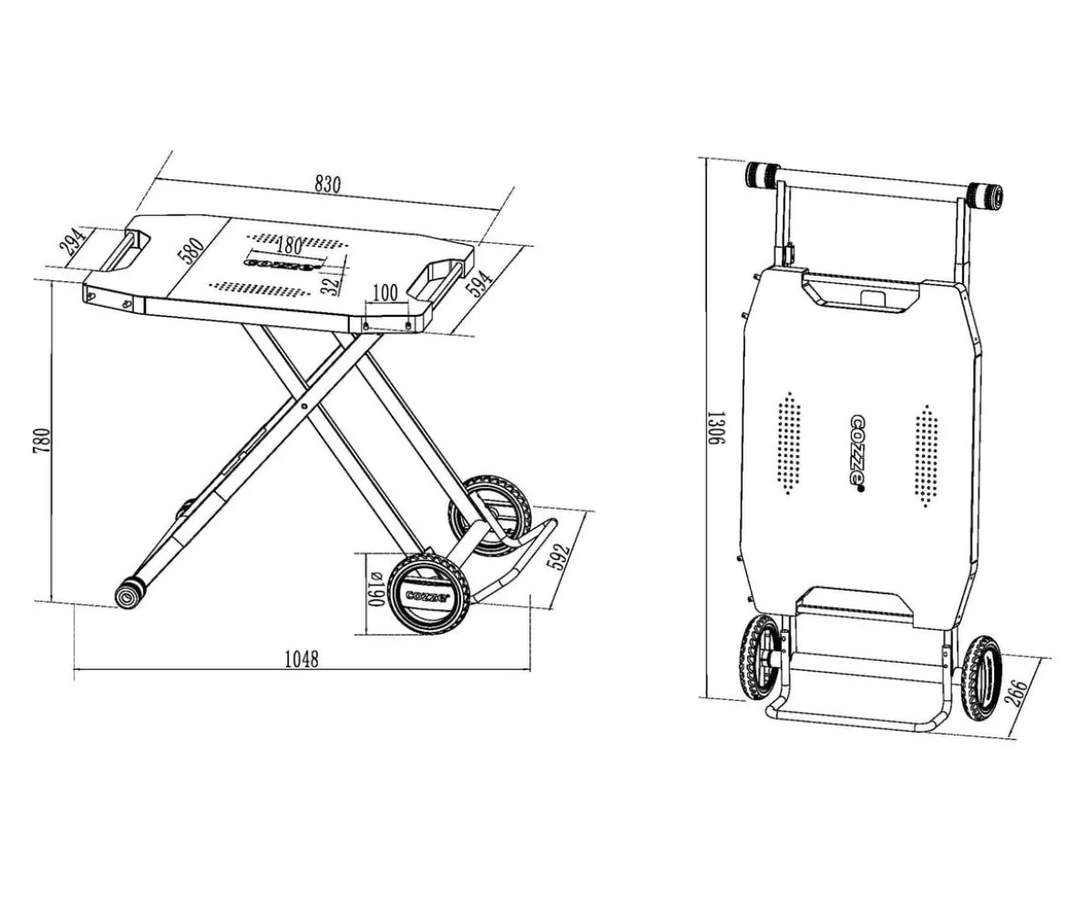 Cozze Klapptisch, ca. B83/H78/T58 cm