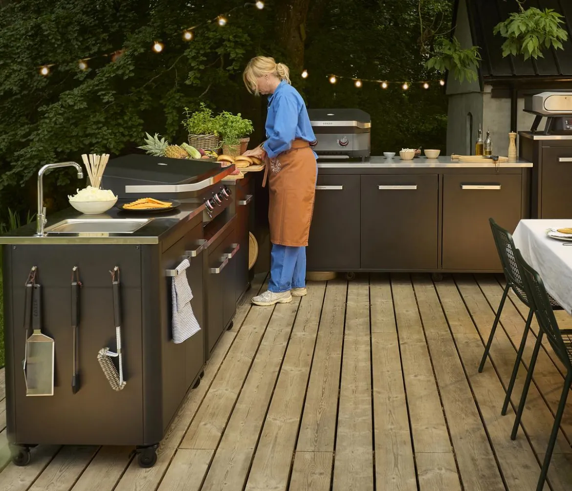 Cozze Outdoor-Küche Außentisch mit Edelstahlspüle, inkl. Wasserhahn, ca. B93,5/H90/T60 cm