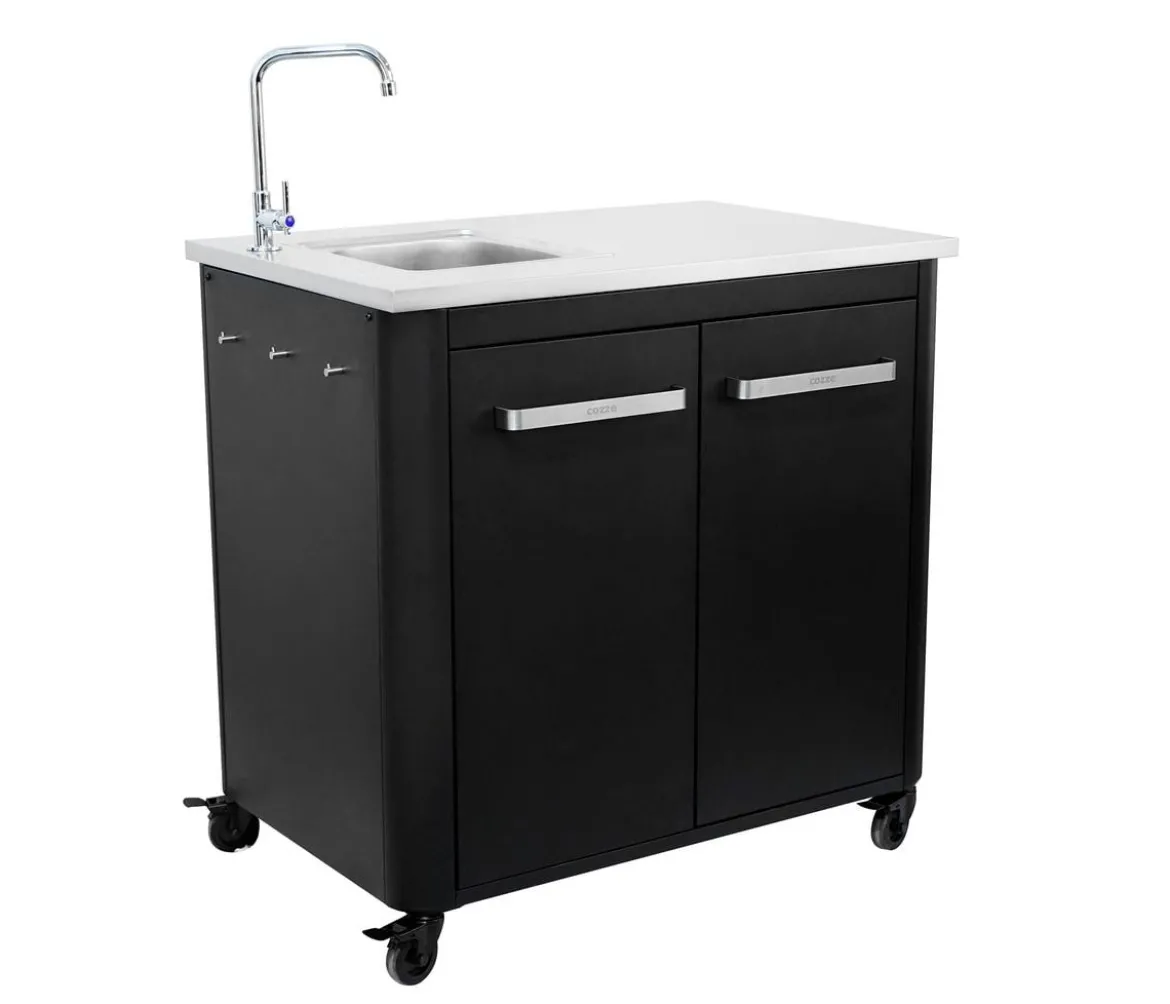 Cozze Outdoor-Küche Außentisch mit Edelstahlspüle, inkl. Wasserhahn, ca. B93,5/H90/T60 cm