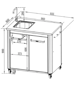 Cozze Outdoor-Küche Außentisch mit Edelstahlspüle, inkl. Wasserhahn, ca. B93,5/H90/T60 cm
