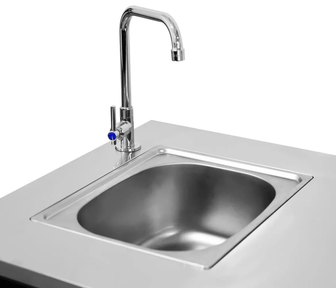 Cozze Outdoor-Küche Außentisch mit Edelstahlspüle, inkl. Wasserhahn, ca. B93,5/H90/T60 cm