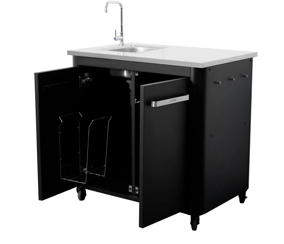 Cozze Outdoor-Küche Außentisch mit Edelstahlspüle, inkl. Wasserhahn, ca. B93,5/H90/T60 cm