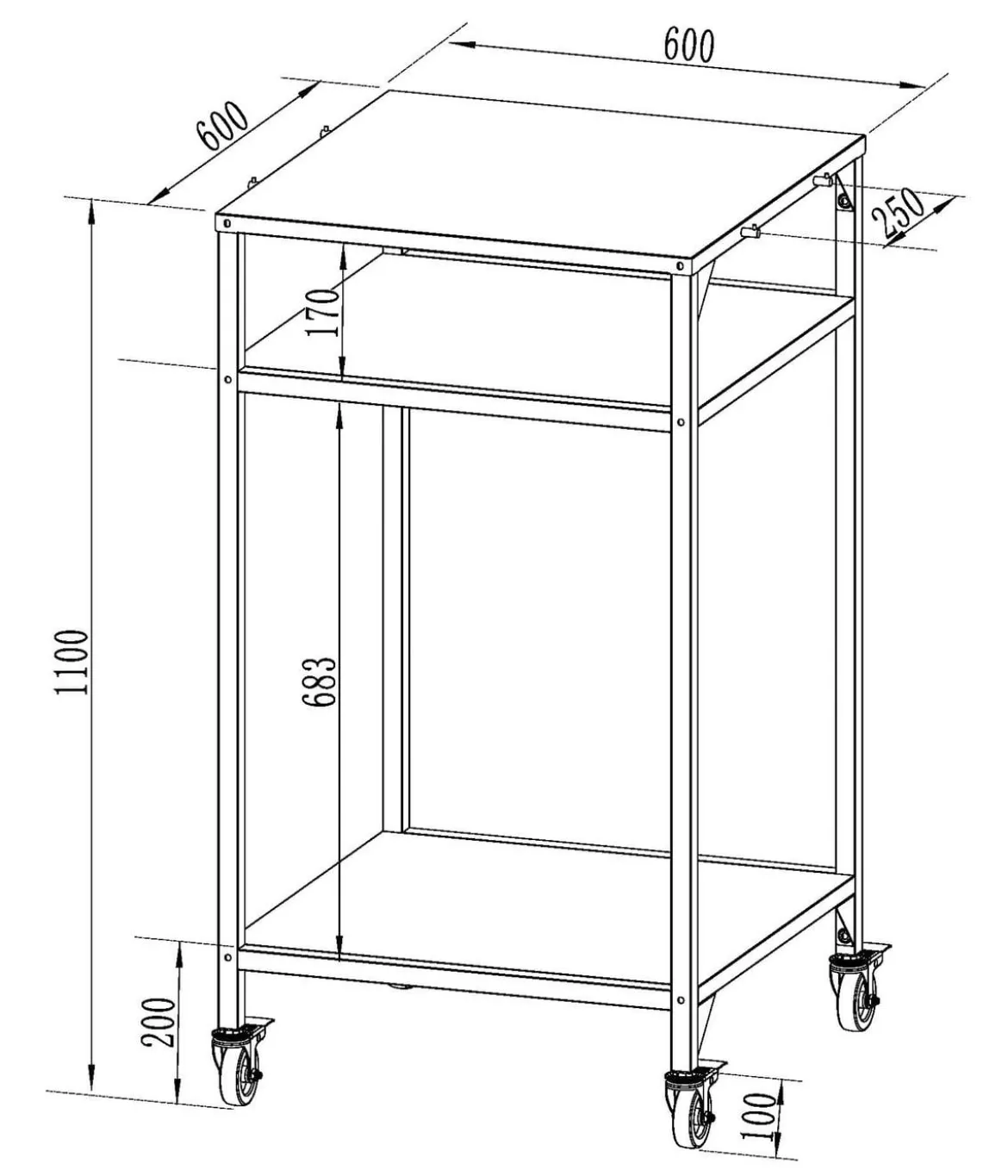 Cozze Outdoor-Küche Tisch 60, ca. B60/H110/T60 cm