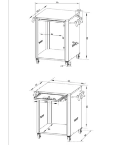 Cozze Outdoor-Küche Tisch mit Auszug, ca. B66,5/H82,5/T77 cm