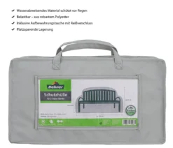 Dehner Abdeckhaube für 2-Sitzer Bank, grau, ca. B130/H85/T65 cm