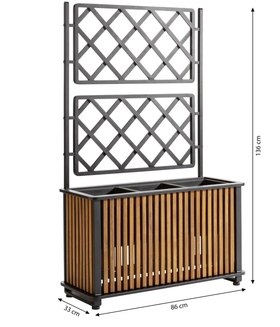Dehner Akazienholz-Pflanzkasten Boston, rechteckig, ca. B86/H136/T33 cm