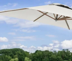 Dehner Ampelschirm Zypern, Holzoptik, quadratisch, ca. B300/T300 cm