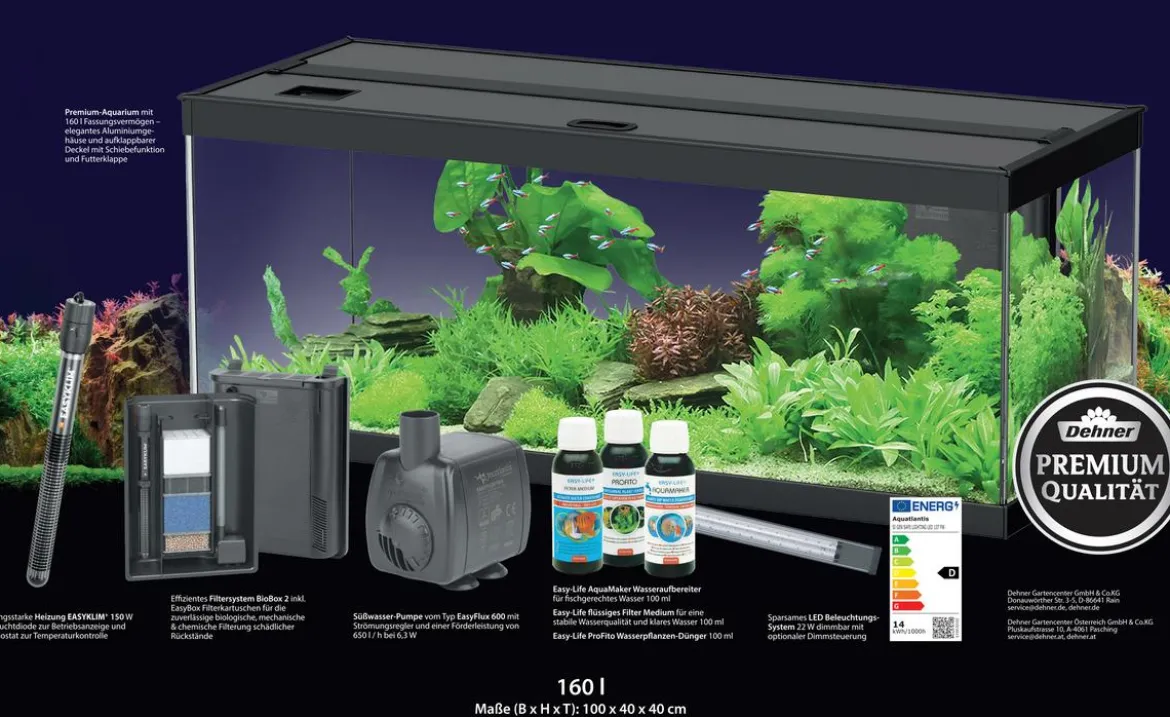 Dehner Aqua Premium Aquarium-Set ProLine 100, schwarz, 160 l, ca. B100/H40/T40 cm