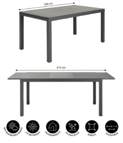 Dehner Ausziehtisch Chicago Dark, ca. B160-210/H75/T90 cm