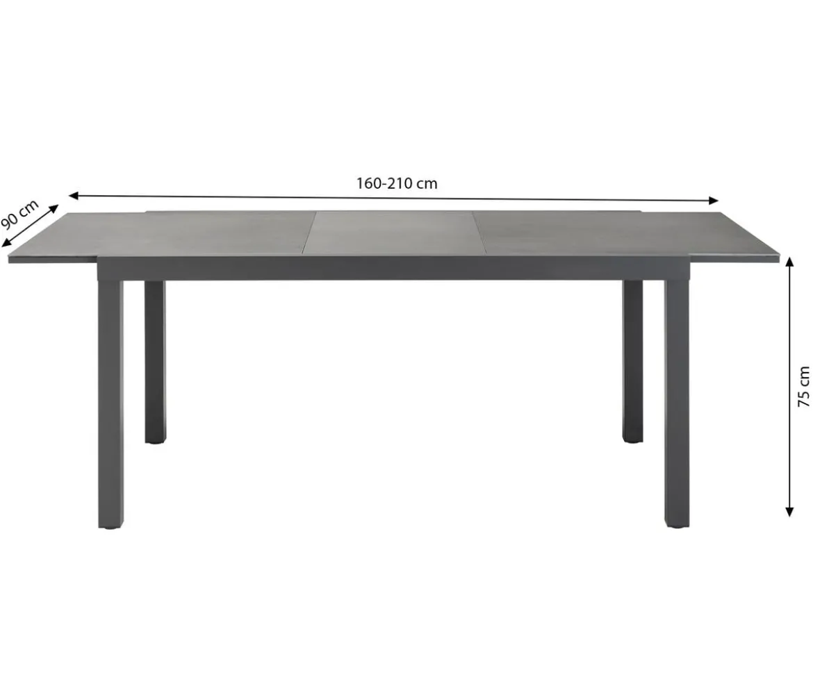 Dehner Ausziehtisch Chicago Dark, ca. B160-210/H75/T90 cm