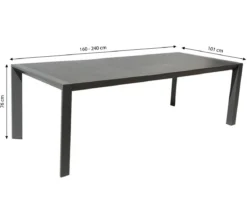 Dehner Ausziehtisch Cleveland, ca. B160-240/H76/T101 cm