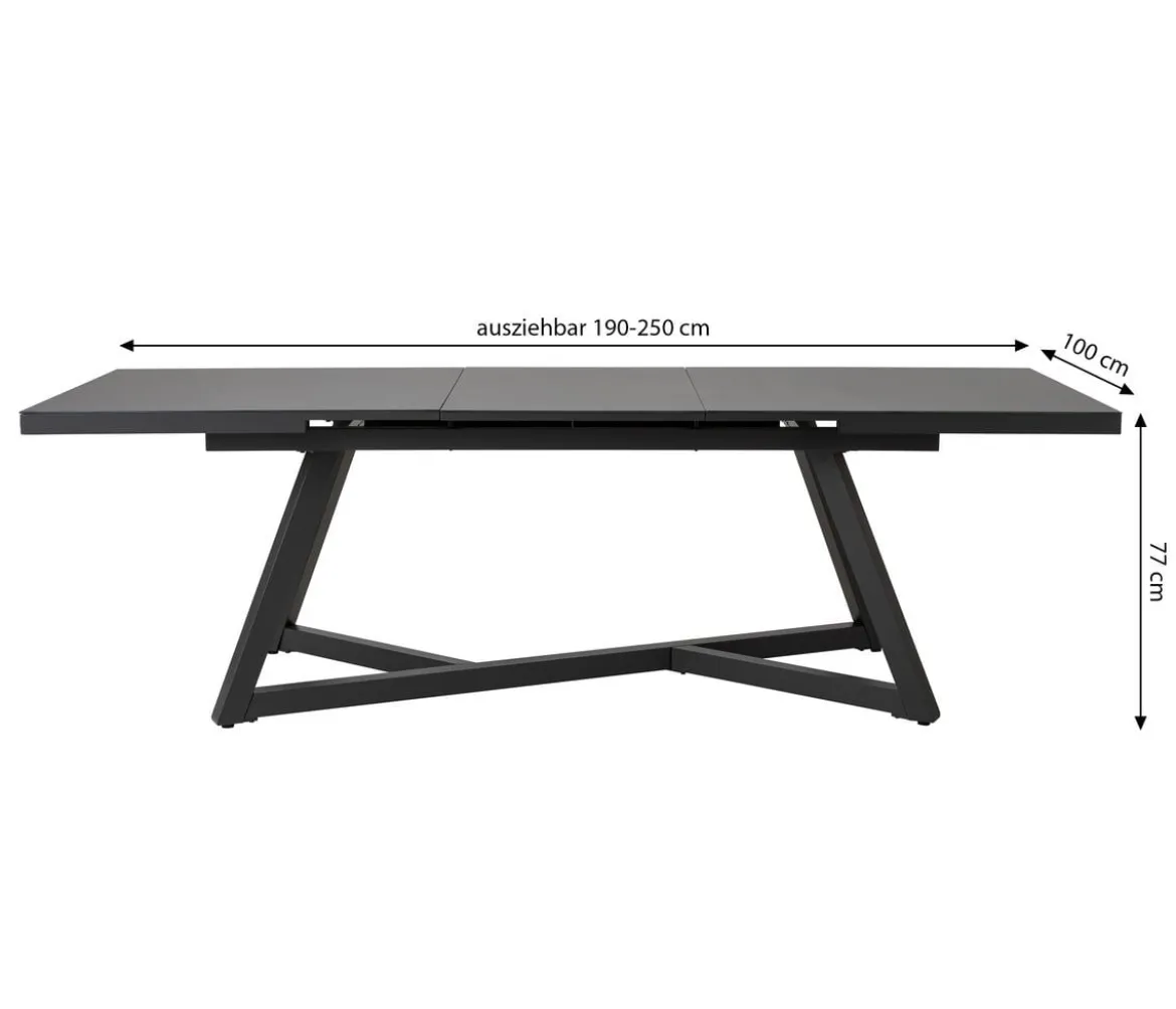 Dehner Ausziehtisch Monaco, ca. B190-250/H77/T100 cm