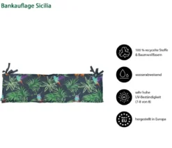 Dehner Bankauflage Sicilia 3-Sitzer, ca. B156/H6/T47 cm