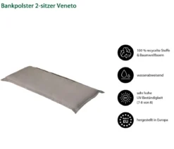 Dehner Bankauflage Veneto 2-Sitzer, ca. B116/H6/T47 cm