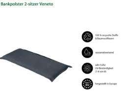 Dehner Bankauflage Veneto 2-Sitzer, ca. B116/H6/T47 cm