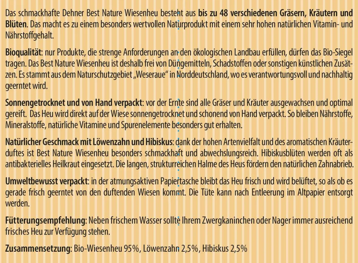 Dehner Best Nature Bio Natur-Wiesenheu, mit Hibiskus, 1 kg