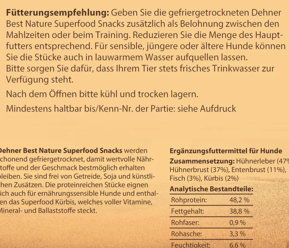 Dehner Best Nature Hundesnack Superfood Huhn mit Kürbis