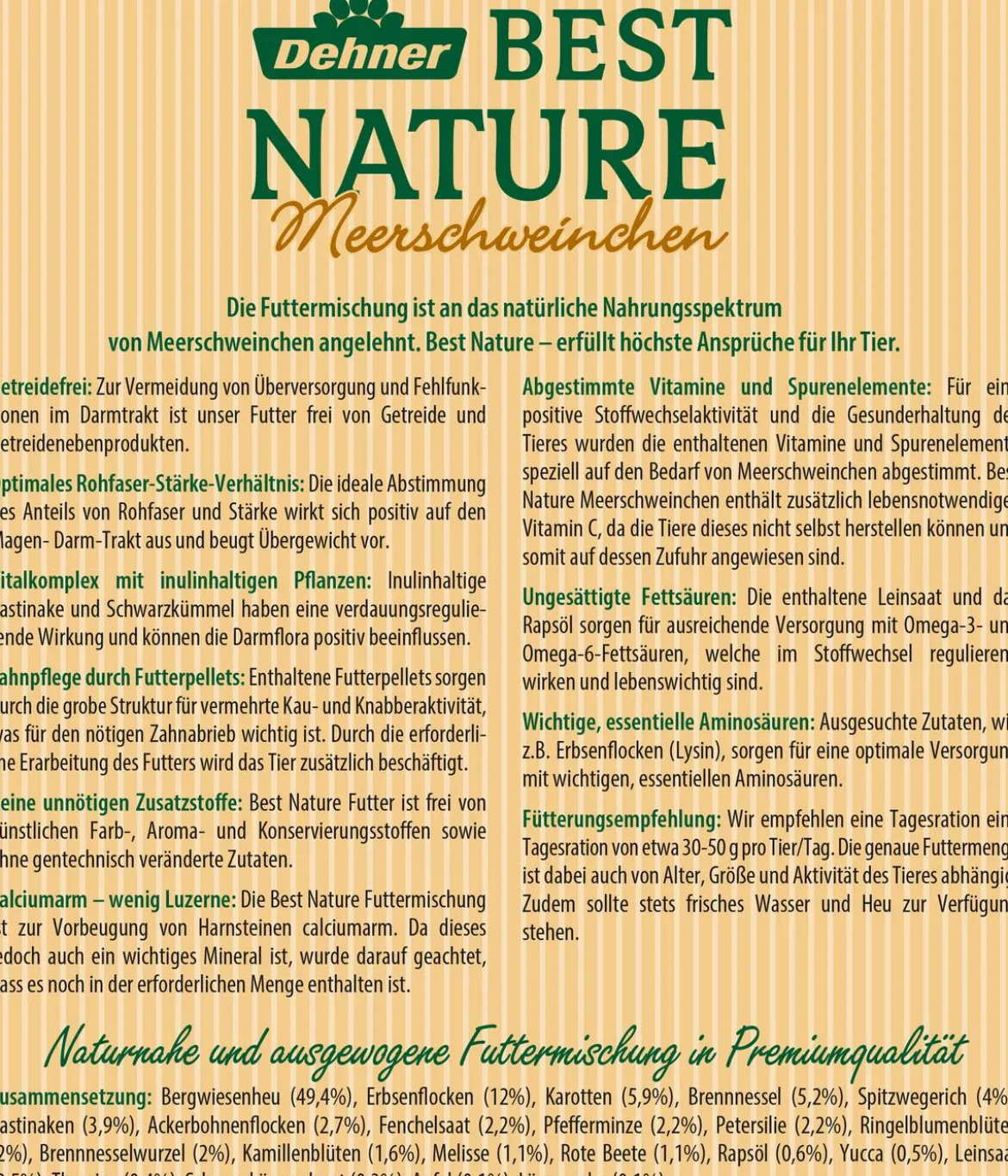 Dehner Best Nature Meerschweinchenfutter, 2 kg