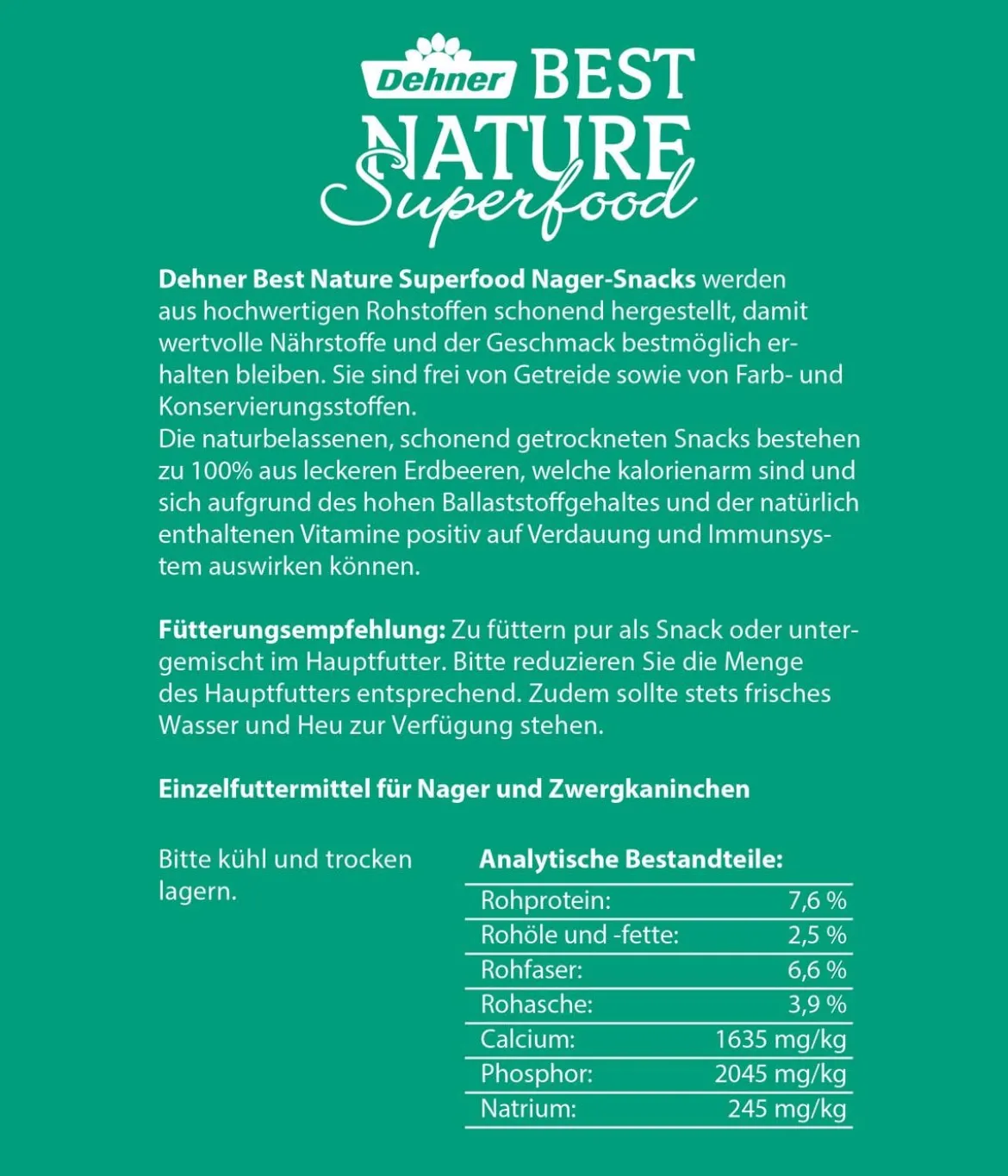 Dehner Best Nature Nagersnack Superfood Pure Erdbeeren, 20 g