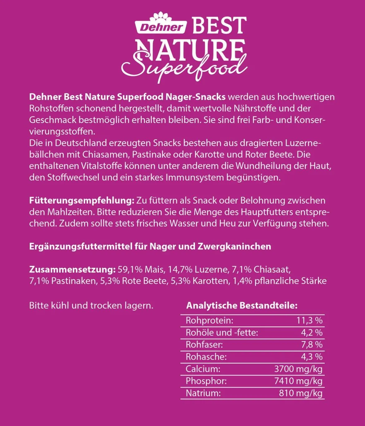 Dehner Best Nature Nagersnack Superfood Kugeln Gemüse, 75 g