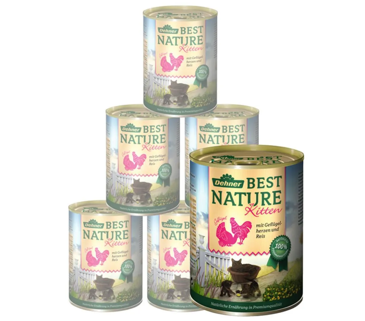 Dehner Best Nature Nassfutter für Katzen Kitten, 6 x 200 g/400 g