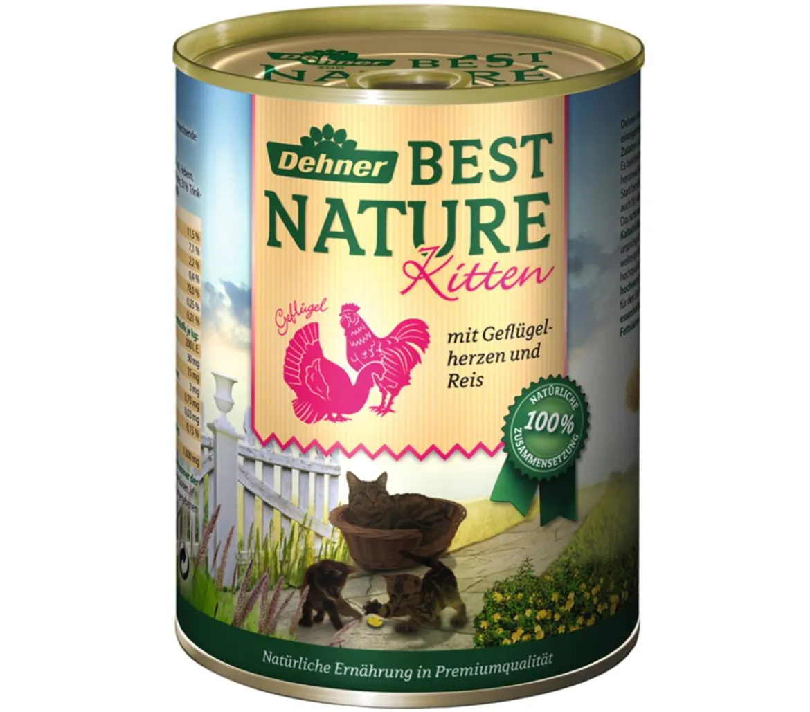 Dehner Best Nature Nassfutter für Katzen Kitten, 6 x 200 g/400 g