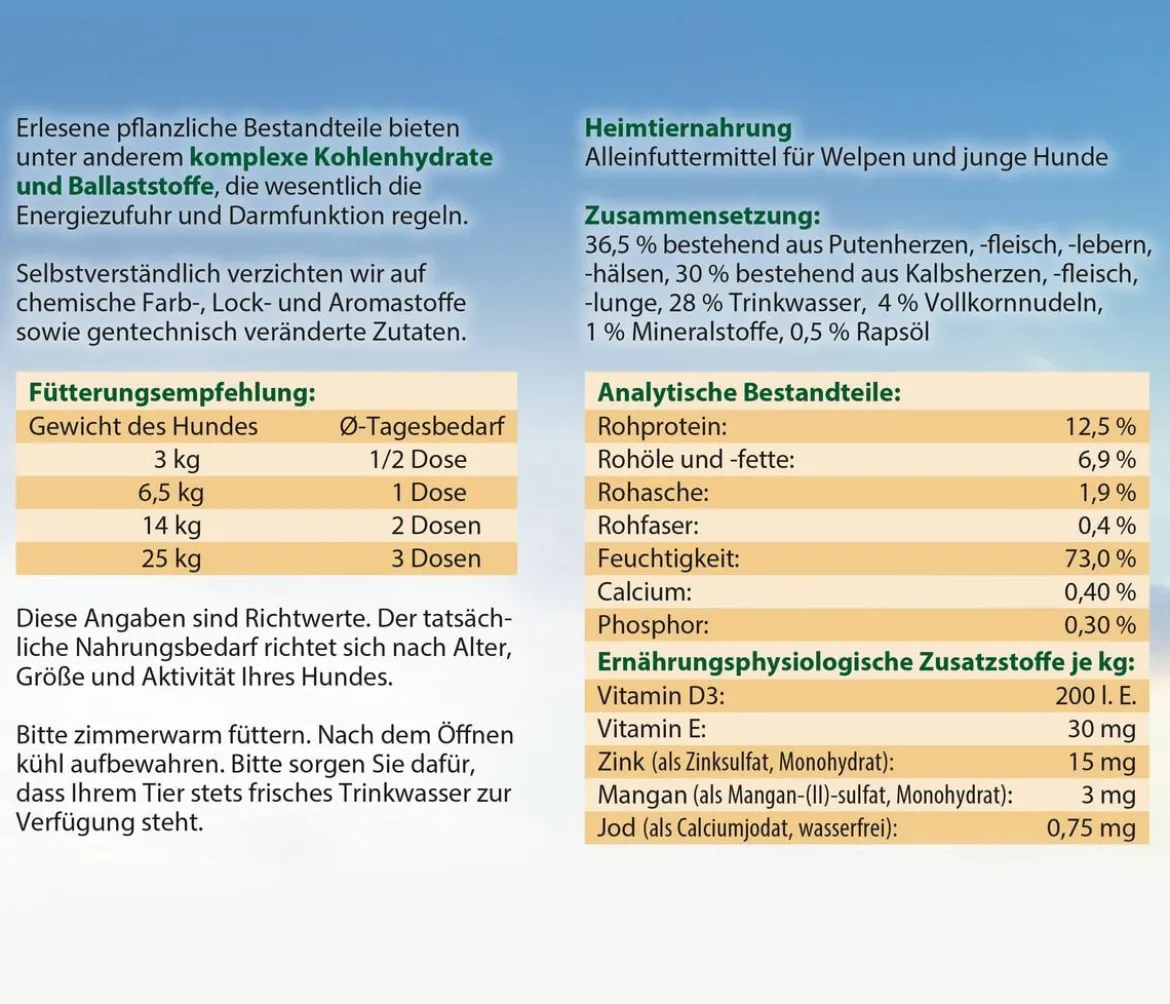 Dehner Best Nature Nassfutter für Hunde Junior, Kalb & Pute