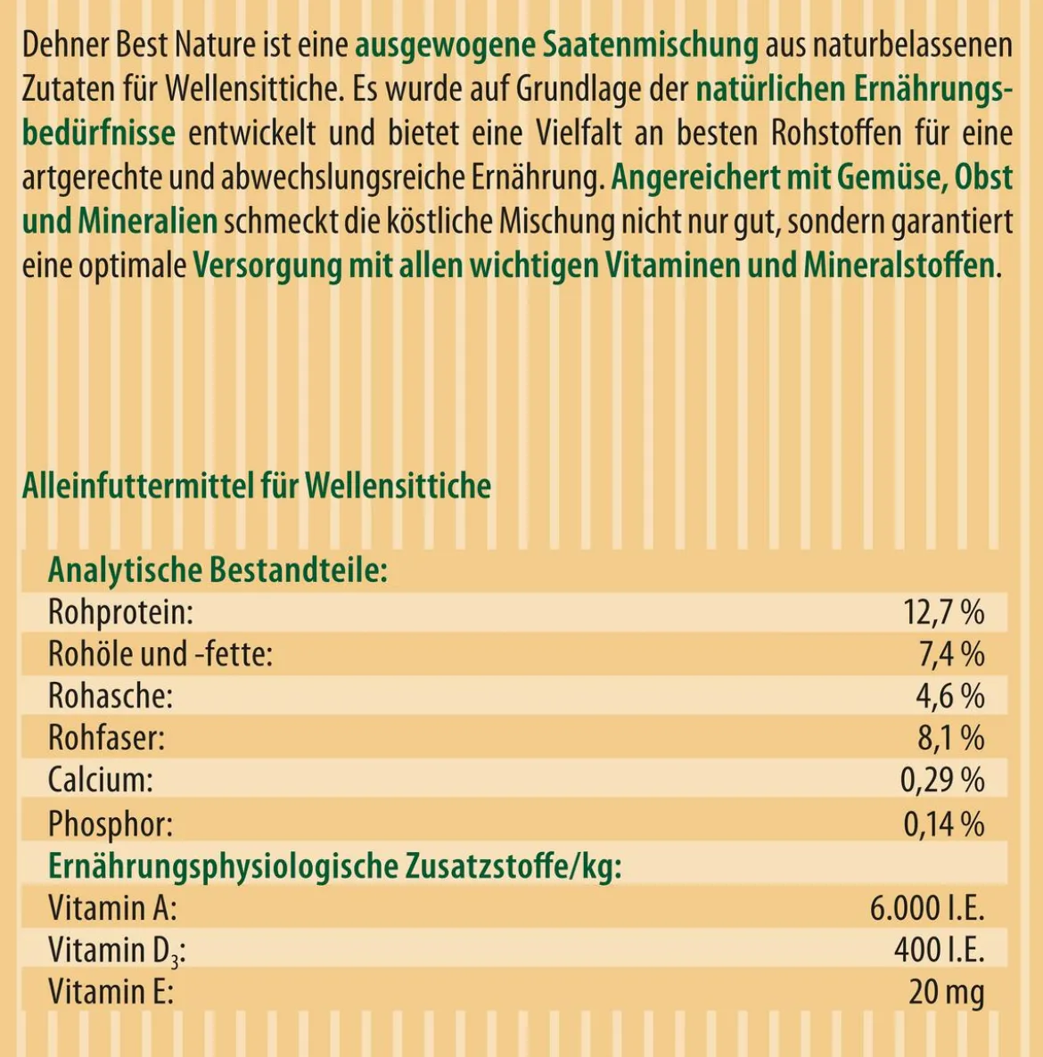 Dehner Best Nature Vogelfutter für Wellensittiche, 2,5 kg