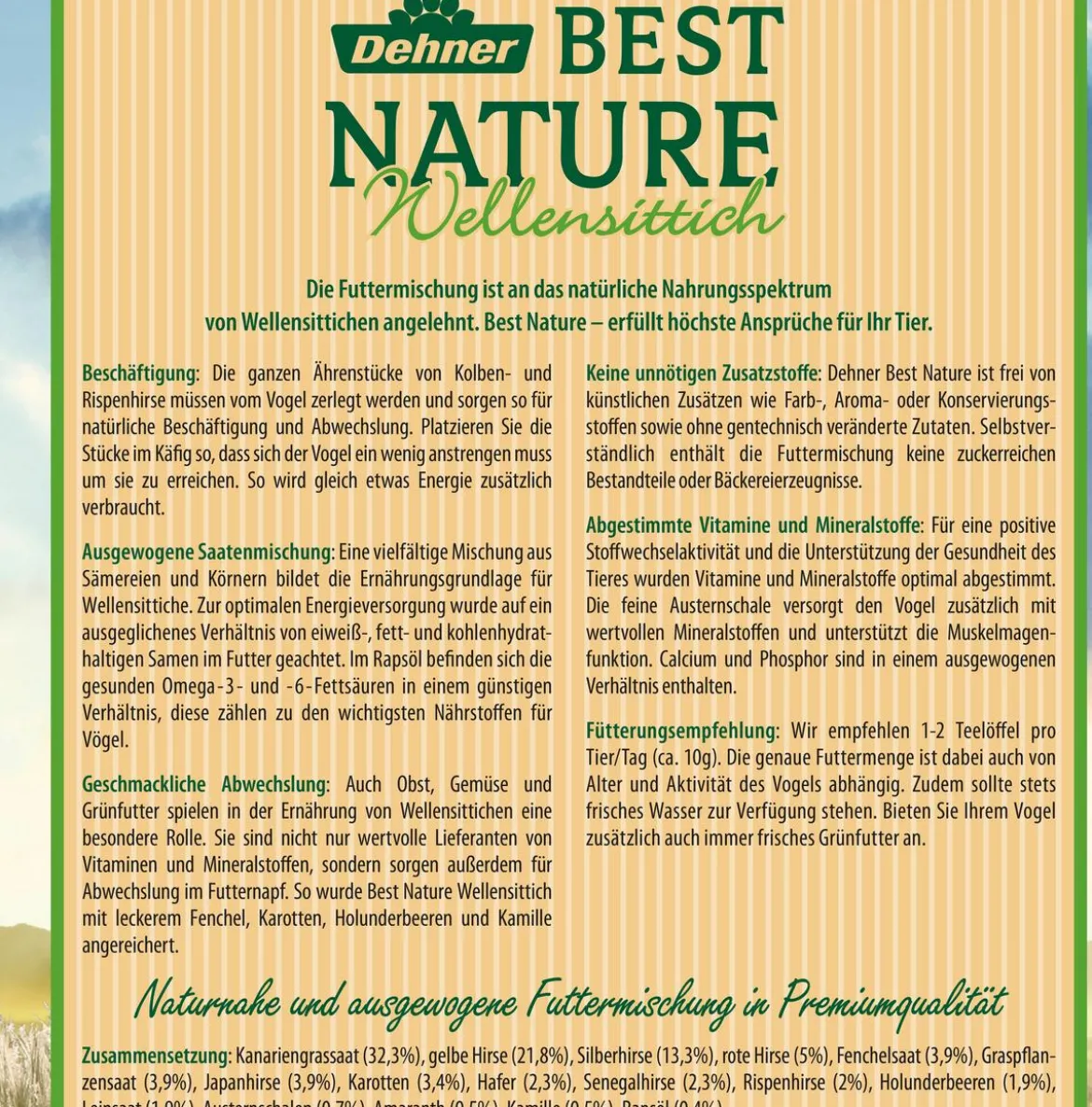Dehner Best Nature Vogelfutter für Wellensittiche, 2,5 kg