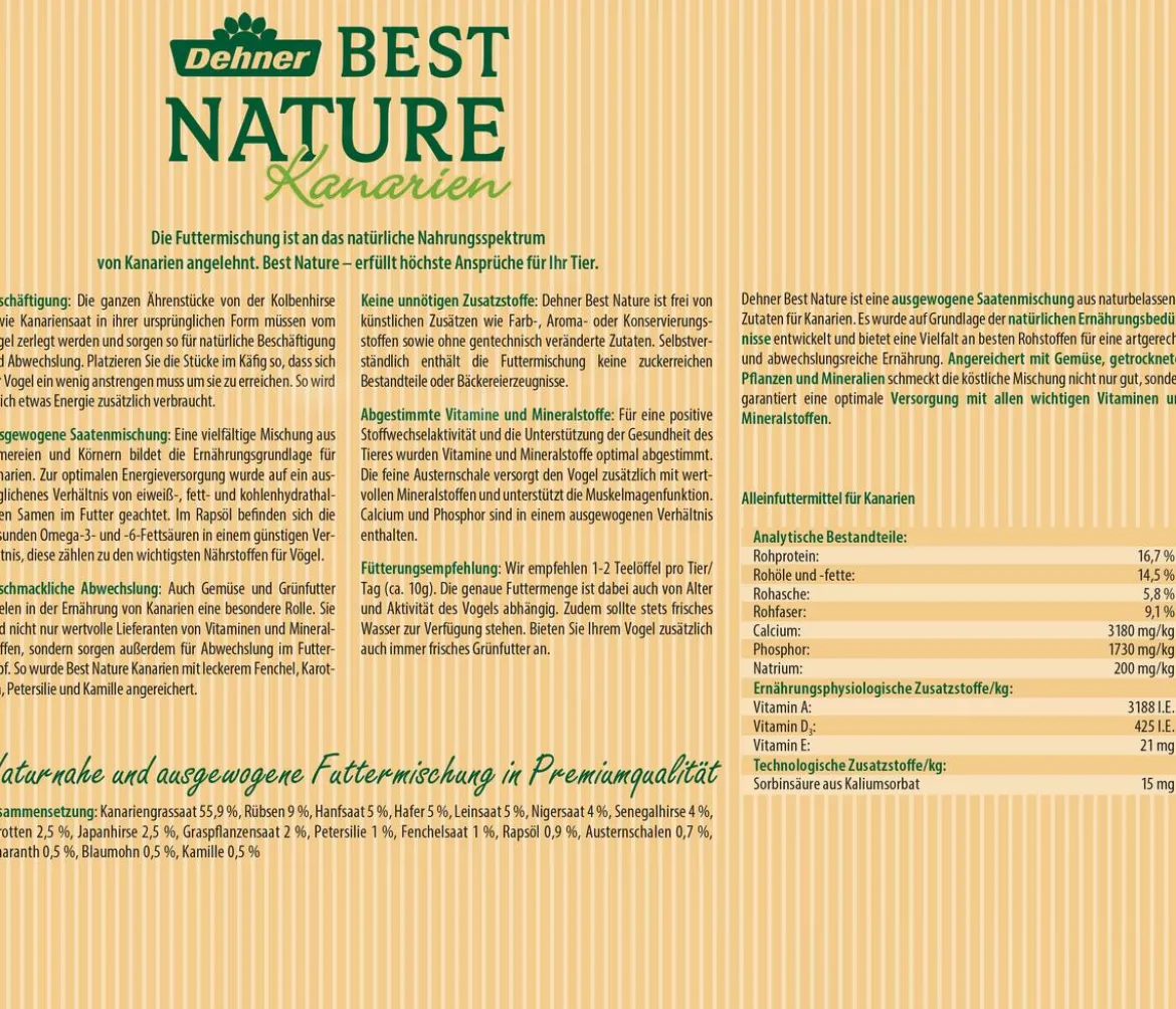 Dehner Best Nature Vogelfutter für Kanarien