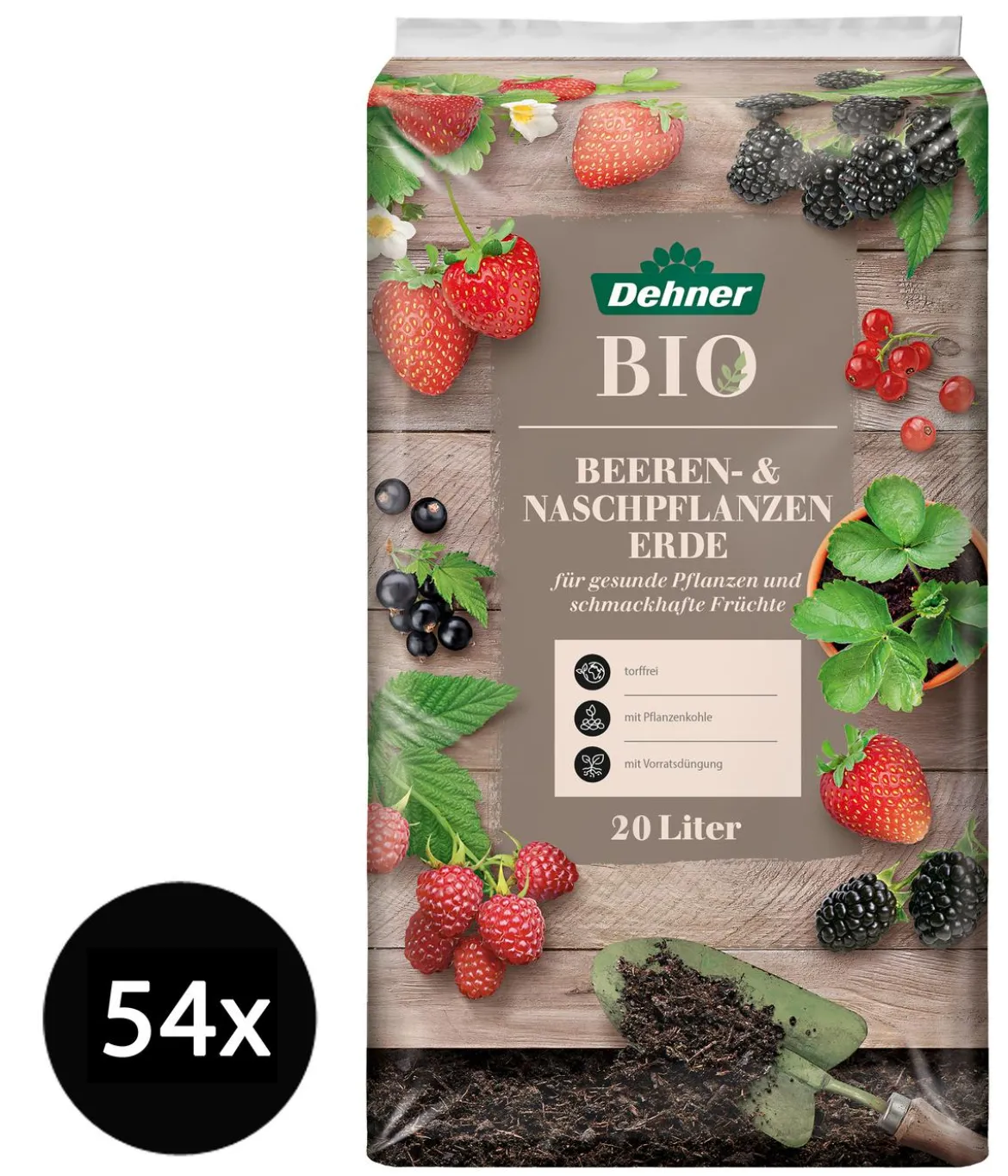 Dehner Bio Beeren und Naschpflanzenerde, 54 x 20 Liter