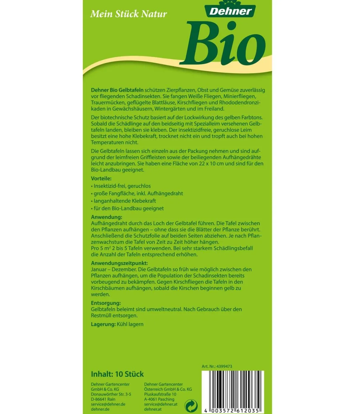 Dehner Bio Gelbtafeln, 10er-Set