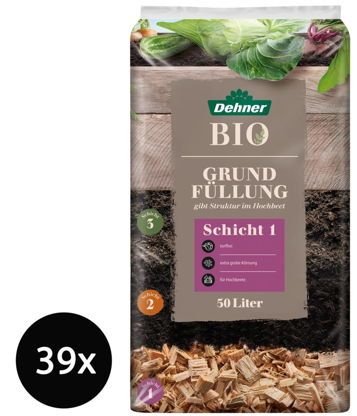 Dehner Bio Hochbeet-Grundfüllung, 39 x 50 Liter