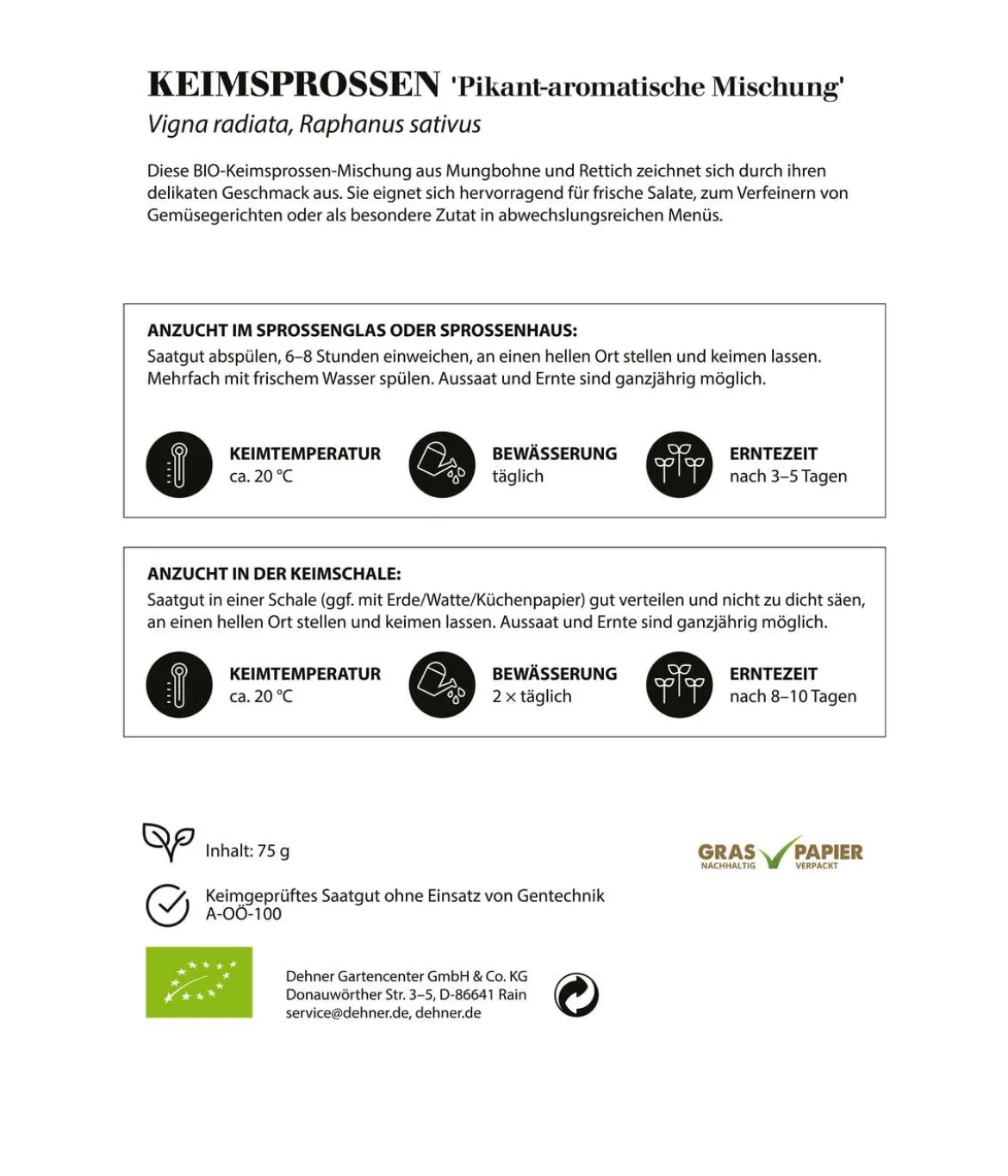 Dehner Bio-Keimsprossen 'Pikant-aromatische Mischung'
