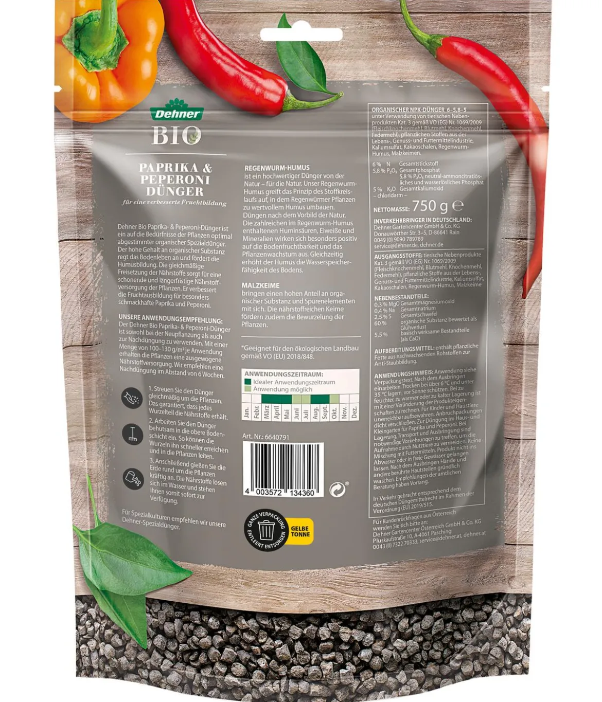 Dehner Bio Paprika- und Peperoni-Dünger, 750 g