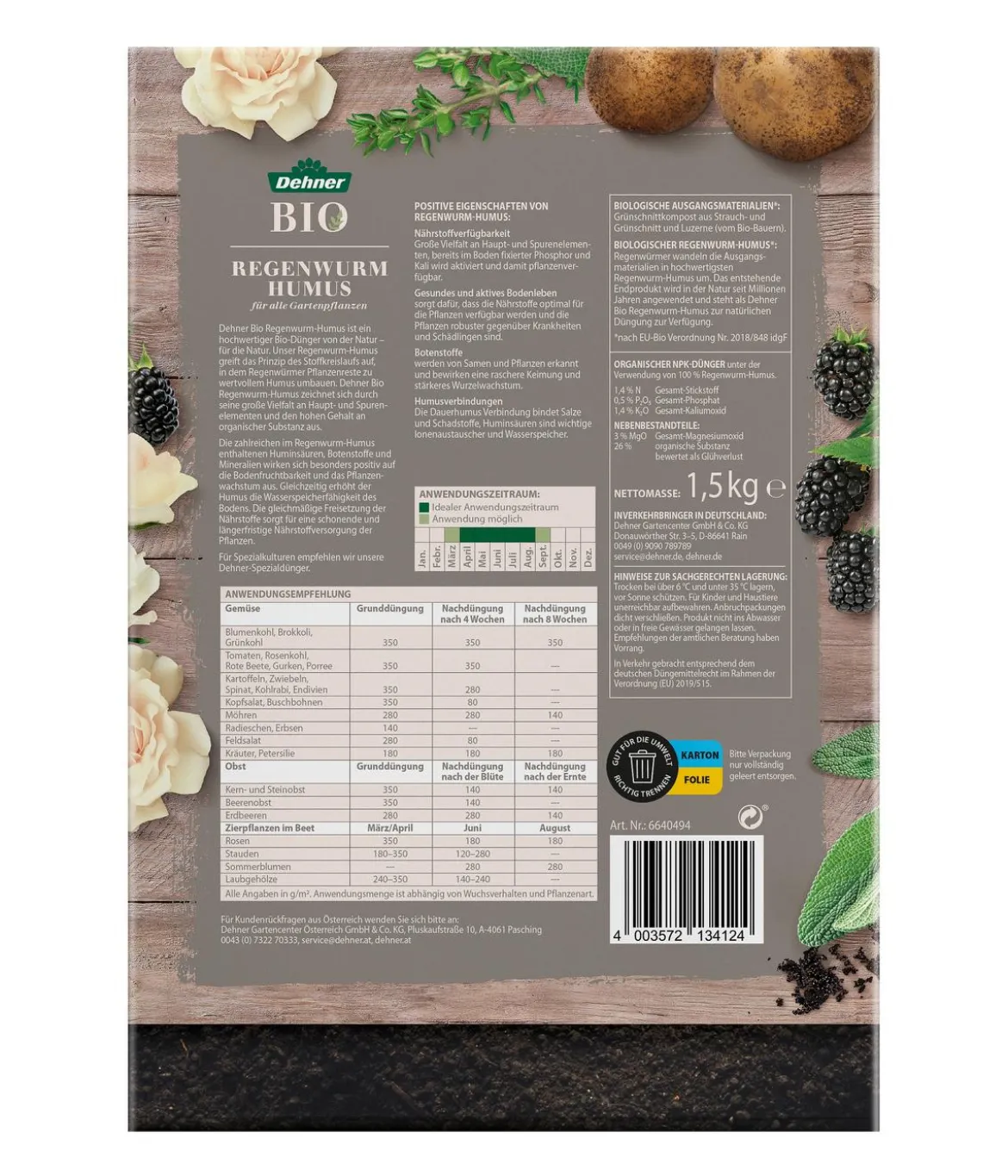 Dehner Bio Regenwurm-Humus, 1,5 kg