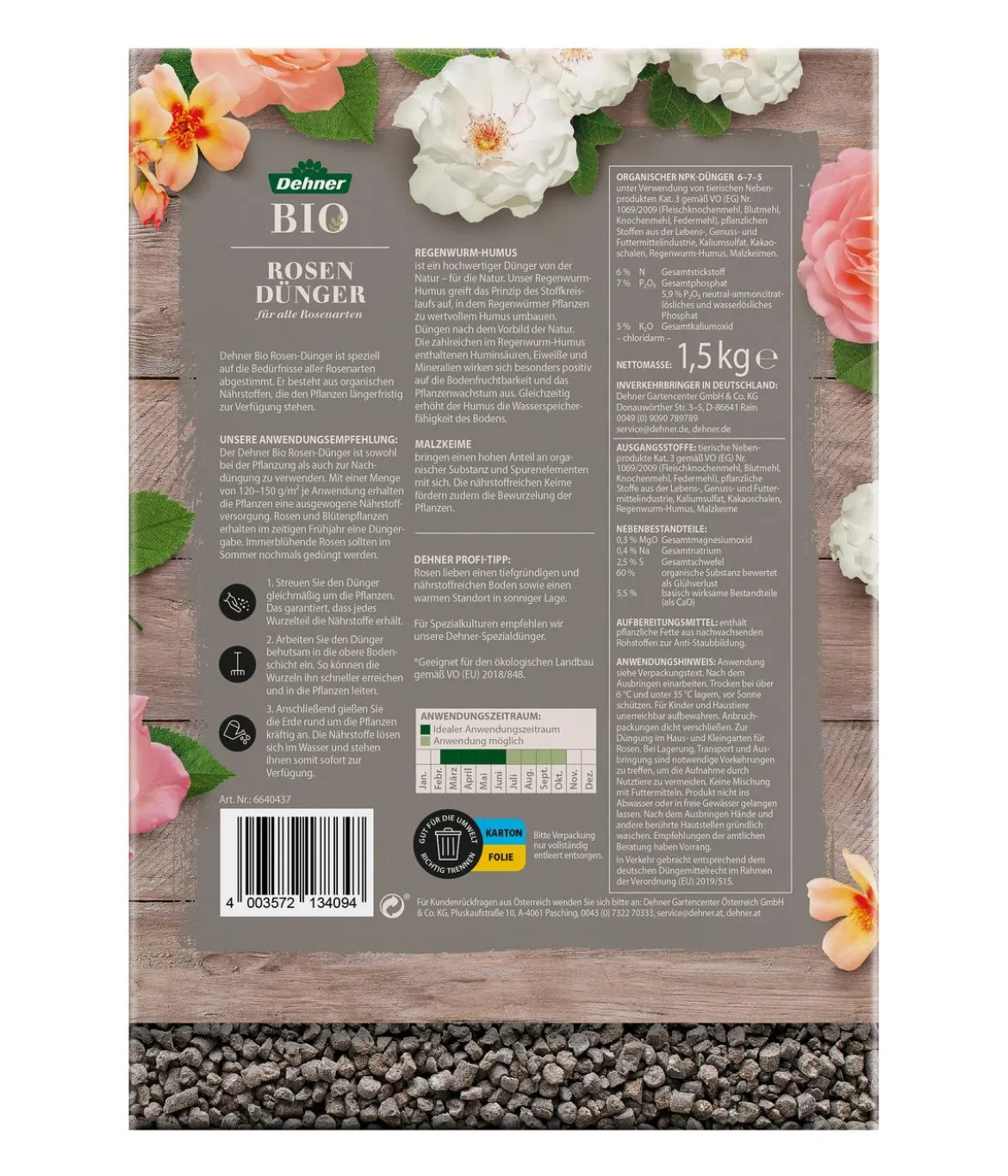 Dehner Bio Rosen-Dünger, 1,5 kg