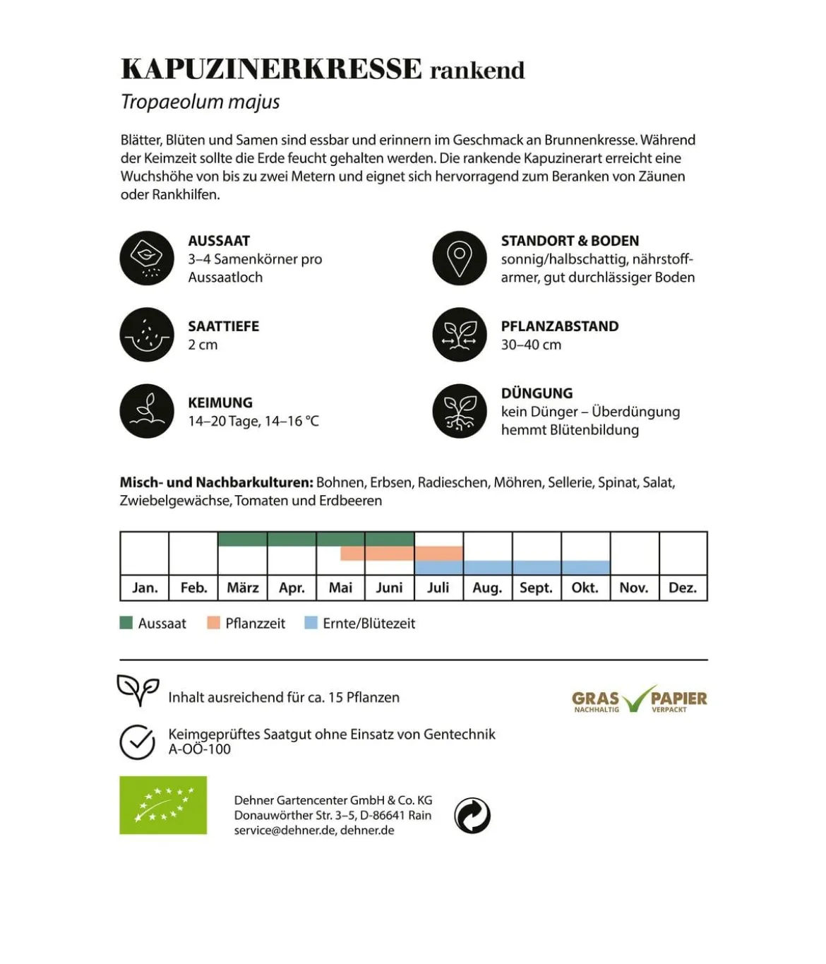 Dehner Bio-Saatgut Kapuzinerkresse, rankend